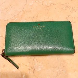 Leather Kate Spade ZIP Around Wallet Kelly Green